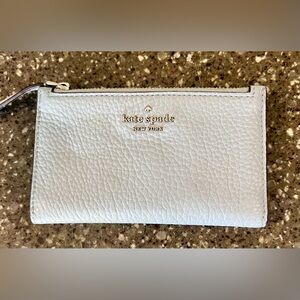 Kate Spade New York Leila Pebbled Leather Slim Bifold Wallet - Light Blue Cute